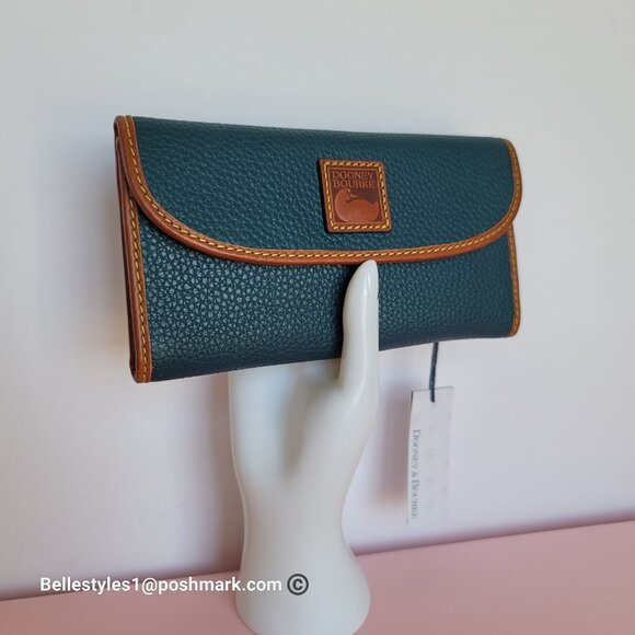 DOONEY & BOURKE Pebbled Grain Leather Continental Clutch Wallet- Teal color⭐ - Picture 4 of 16